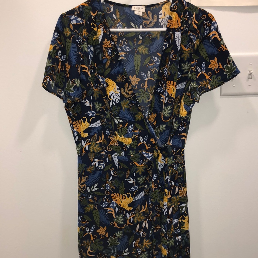 J. Crew Navy and Yellow Floral Jungle Maxi Dress